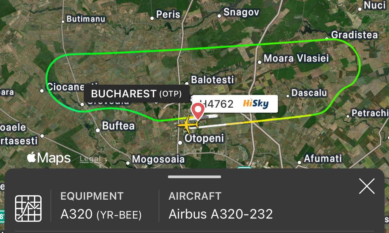 Cursa HiSky Bucuresti Oradea a aterizat de urgenta la Otopeni