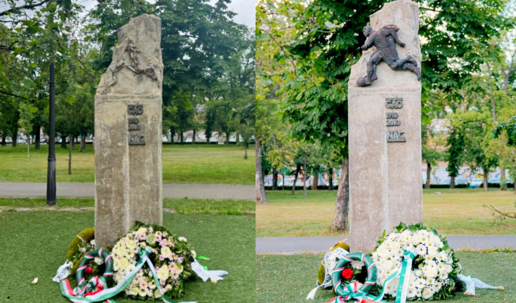 Statuia Centenarul CAO din Parcul Bratianu vandalizata