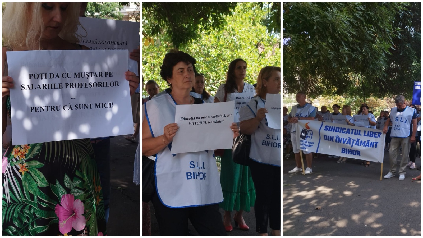 Protest al profesorilor la Prefectura Bihor impotriva austeritatii