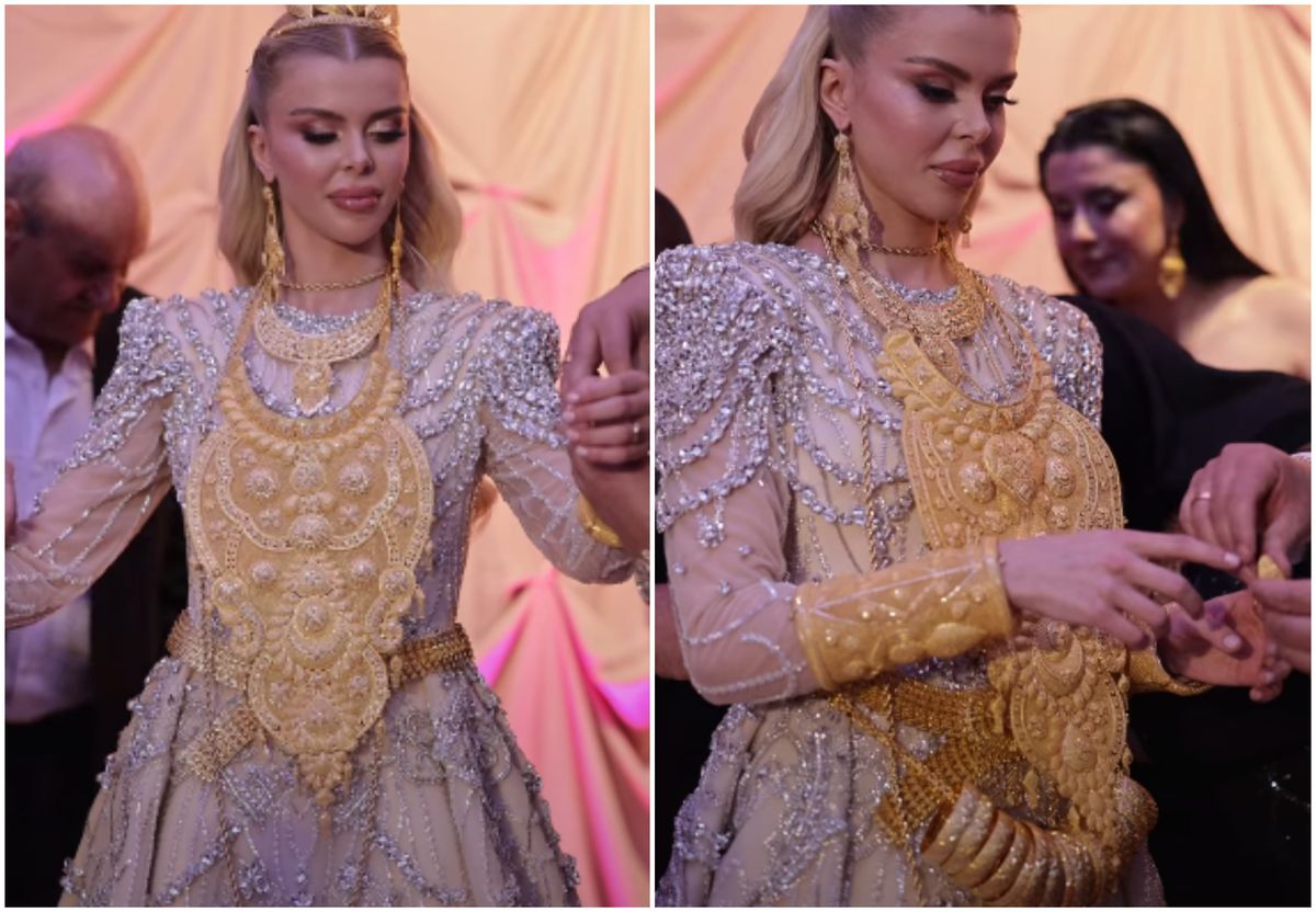O influencerita din Turcia imbracata in aur la petrecerea de logodna Vedeta nu se putea misca din cauza greutatii Imaginile cu ea au devenit virale
