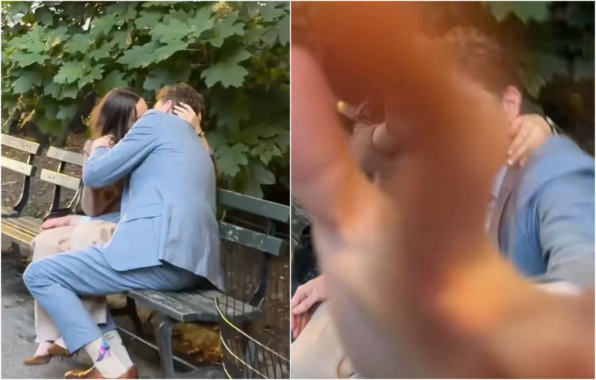 Un avocat concediat dupa ce a fost filmat sarutand o colega in parc Imaginile au devenit virale VIDEO